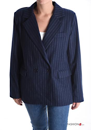 Streifenmuster Lurex Jacke mit Knöpfen mit Futter - ph 1