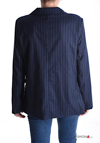 Streifenmuster Lurex Jacke mit Knöpfen mit Futter - ph 2