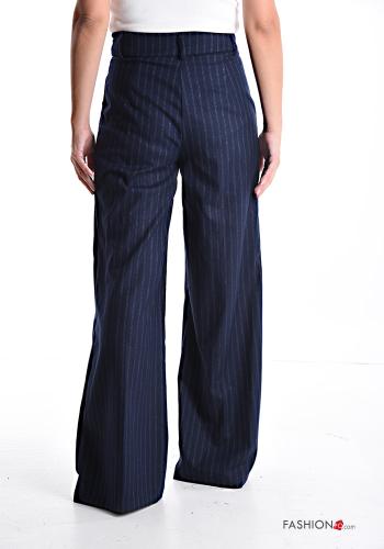 Streifenmuster wide leg Hose mit Knöpfen mit Taschen - ph 2