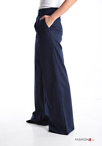 Streifenmuster wide leg Hose mit Knöpfen mit Taschen - ph 3