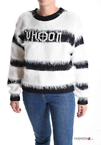 long sleeve crew neck Cotton Sweater with rhinestones - ph 1
