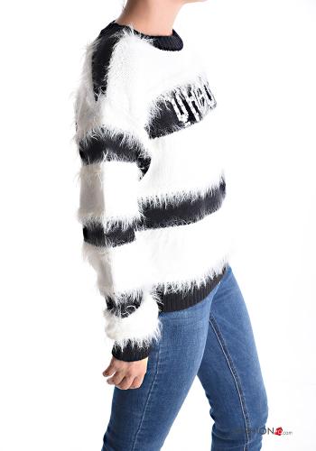 long sleeve crew neck Cotton Sweater with rhinestones - ph 3