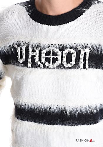 long sleeve crew neck Cotton Sweater with rhinestones - ph 4