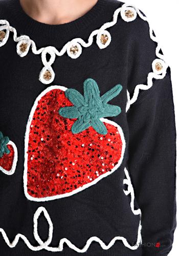 Patterned long sleeve crew neck Sweater with sequins - ph 4