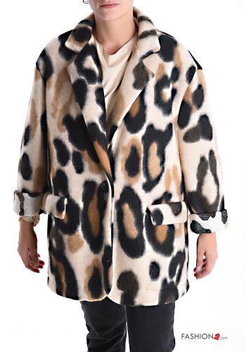Veste Imprimé animalier avec poches sans doublure à boutons - ph 1