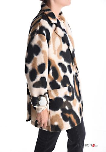 Veste Imprimé animalier avec poches sans doublure à boutons - ph 3