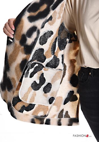 Veste Imprimé animalier avec poches sans doublure à boutons - ph 6