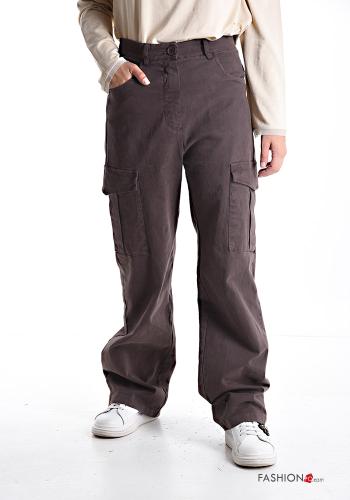 Cotton Trousers with buttons with zip with pockets - ph 1