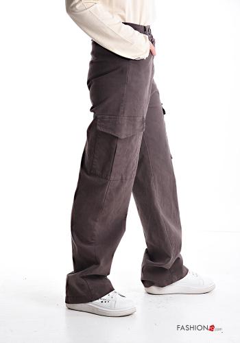 Cotton Trousers with buttons with zip with pockets - ph 3