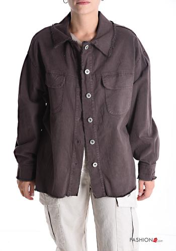 Giacca in Cotone maniche lunghe con colletto senza fodera con bottoni con tasche - ph 1