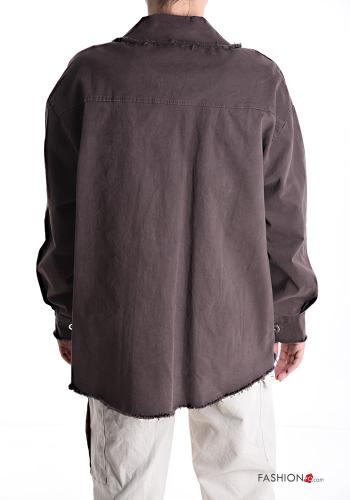 Giacca in Cotone maniche lunghe con colletto senza fodera con bottoni con tasche - ph 2