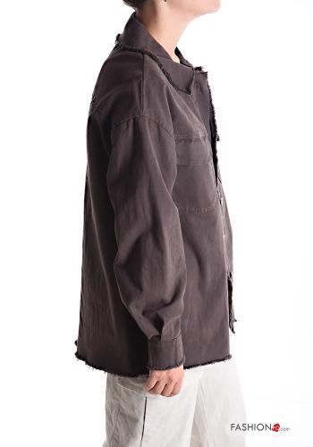 Giacca in Cotone maniche lunghe con colletto senza fodera con bottoni con tasche - ph 3