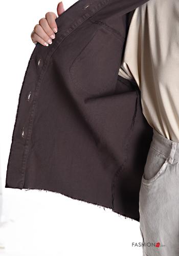 Giacca in Cotone maniche lunghe con colletto senza fodera con bottoni con tasche - ph 6