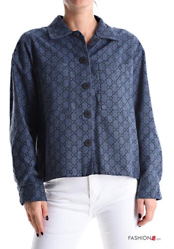 Patterned long sleeve with collar Jacket with buttons without lining with pockets - ph 1