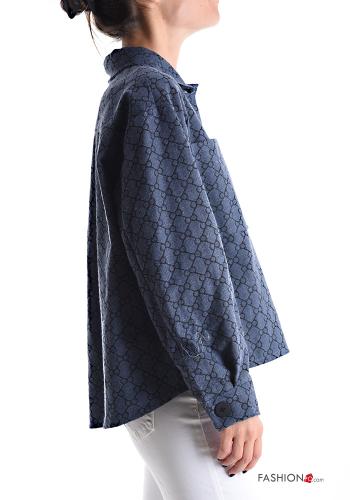 Patterned long sleeve with collar Jacket with buttons without lining with pockets - ph 3