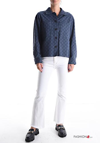 Patterned long sleeve with collar Jacket with buttons without lining with pockets - ph 5