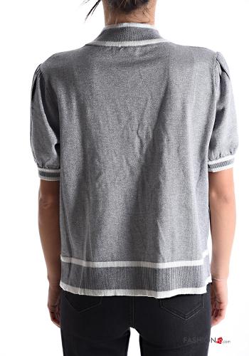 puff sleeve crew neck short sleeve Sweater - ph 2