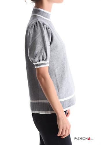 puff sleeve crew neck short sleeve Sweater - ph 3