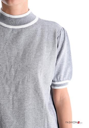 puff sleeve crew neck short sleeve Sweater - ph 4