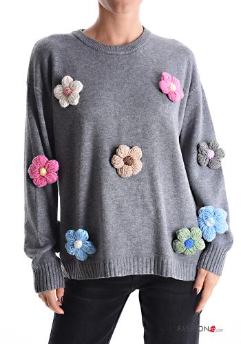 Floral long sleeve crew neck Sweater - ph 1