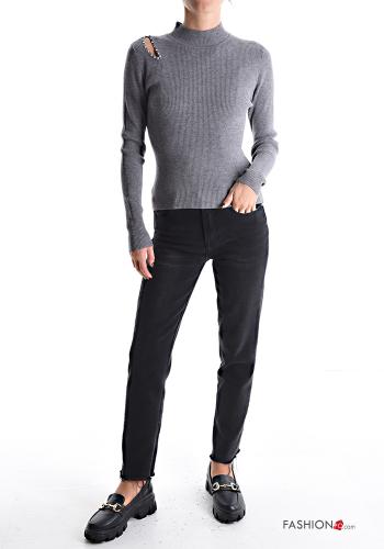 Ribbed long sleeve Rollneck with rhinestones - ph 5