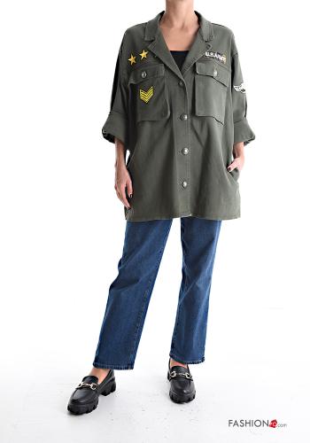 Camicia in Cotone maniche lunghe con colletto con bottoni con tasche - ph 5