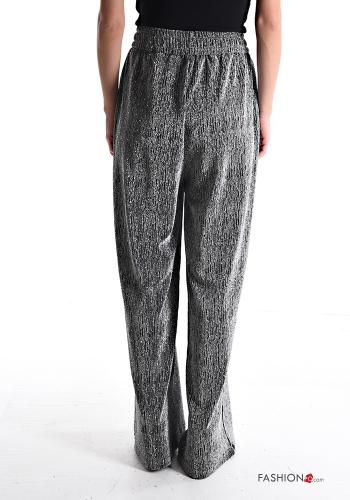 hoher Taille wide leg Hose mit Nieten mit gummizug - ph 2