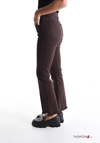 denim Cotton Trousers with buttons with zip with pockets - ph 3