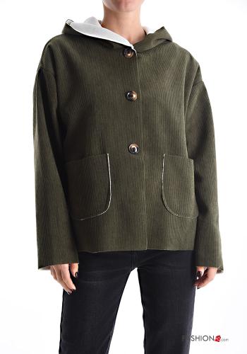 Cappotto senza fodera con bottoni con tasche con cappuccio - ph 1