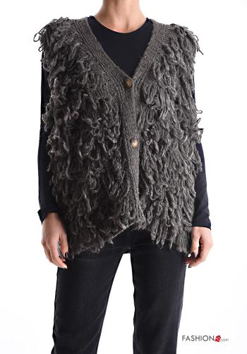 sleeveless Wool Mix Cardigan with buttons with v-neck - ph 1