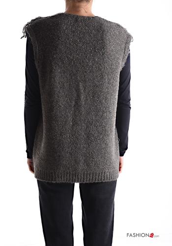 sleeveless Wool Mix Cardigan with buttons with v-neck - ph 2