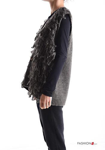sleeveless Wool Mix Cardigan with buttons with v-neck - ph 3