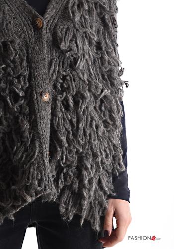 sleeveless Wool Mix Cardigan with buttons with v-neck - ph 4