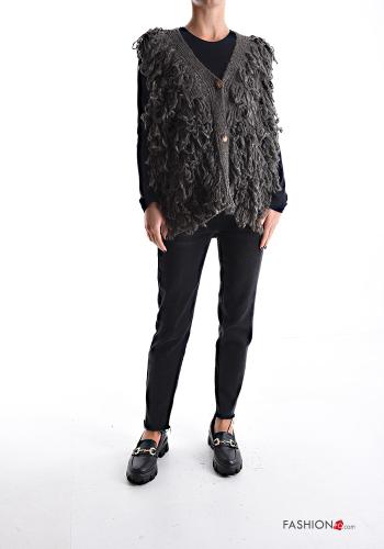 sleeveless Wool Mix Cardigan with buttons with v-neck - ph 5