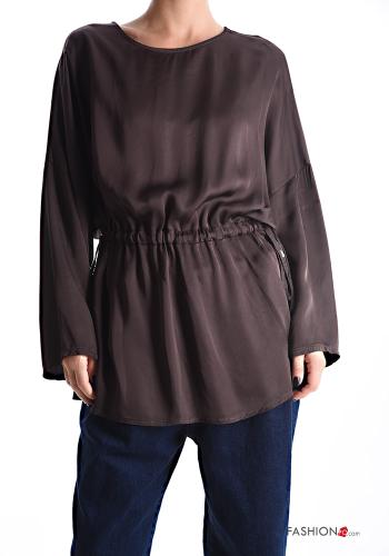 Blusa girocollo raso maniche lunghe con elastico - ph 1