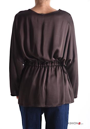 Blusa girocollo raso maniche lunghe con elastico - ph 2
