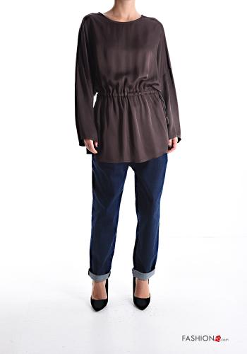Blusa girocollo raso maniche lunghe con elastico - ph 5