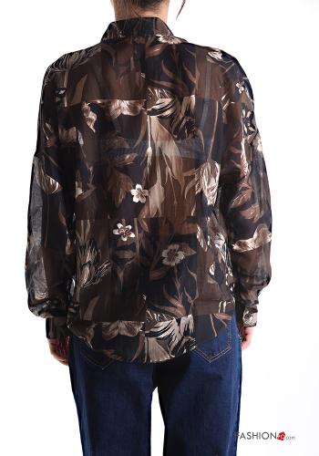 Camicia in Seta maniche lunghe Fantasia floreale con bottoni - ph 2