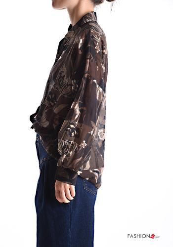 Camicia in Seta maniche lunghe Fantasia floreale con bottoni - ph 3
