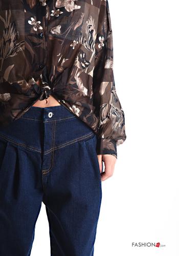 Camicia in Seta maniche lunghe Fantasia floreale con bottoni - ph 4