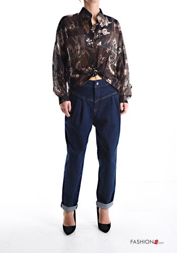 Camicia in Seta maniche lunghe Fantasia floreale con bottoni - ph 5