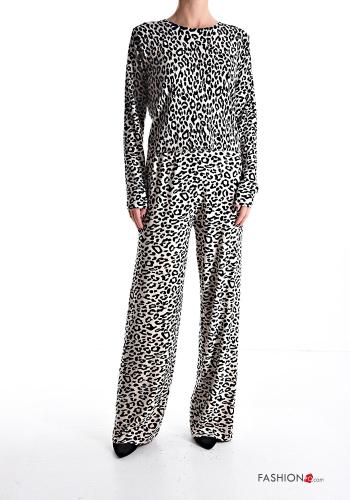 Animal print long sleeve crew neck Co-ord with elastic - ph 1