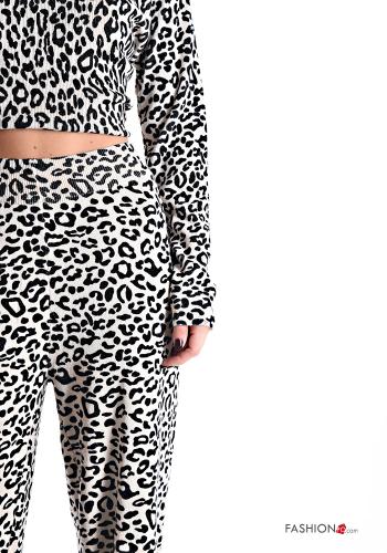 Animal print long sleeve crew neck Co-ord with elastic - ph 4