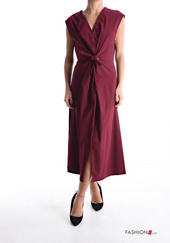 sleeveless Dress with knot with split with v-neck
