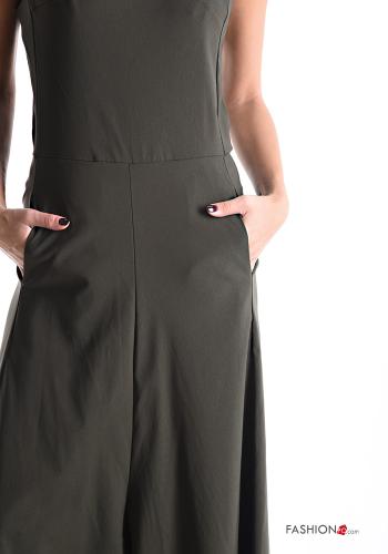 sleeveless crew neck wide leg Jumpsuit with pockets with zip - ph 4