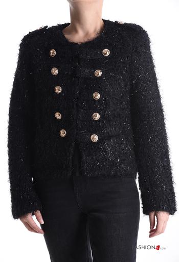 Giacca in Misto Lana girocollo lurex maniche lunghe con bottoni con fodera