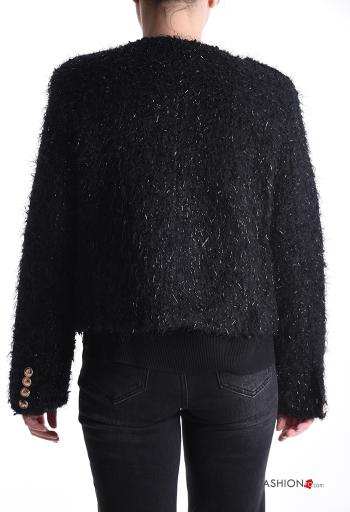 Lurex u-boot ausschnitt lange ärmel Jacke aus Wollmischung mit Knöpfen mit Futter - ph 2