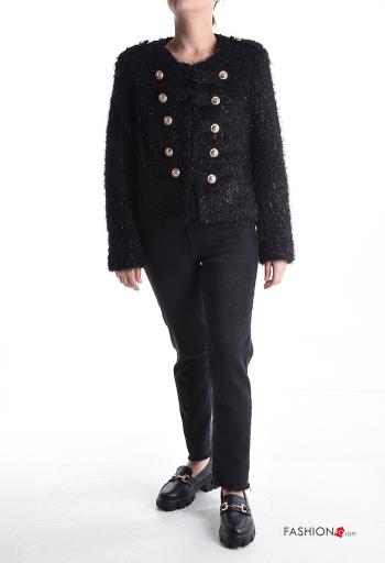 Lurex u-boot ausschnitt lange ärmel Jacke aus Wollmischung mit Knöpfen mit Futter - ph 5