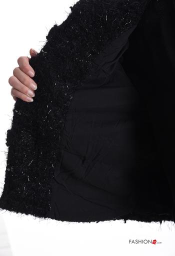 Lurex u-boot ausschnitt lange ärmel Jacke aus Wollmischung mit Knöpfen mit Futter - ph 6