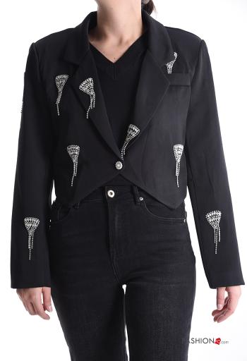 Bolerino corto con fodera con bottoni con strass